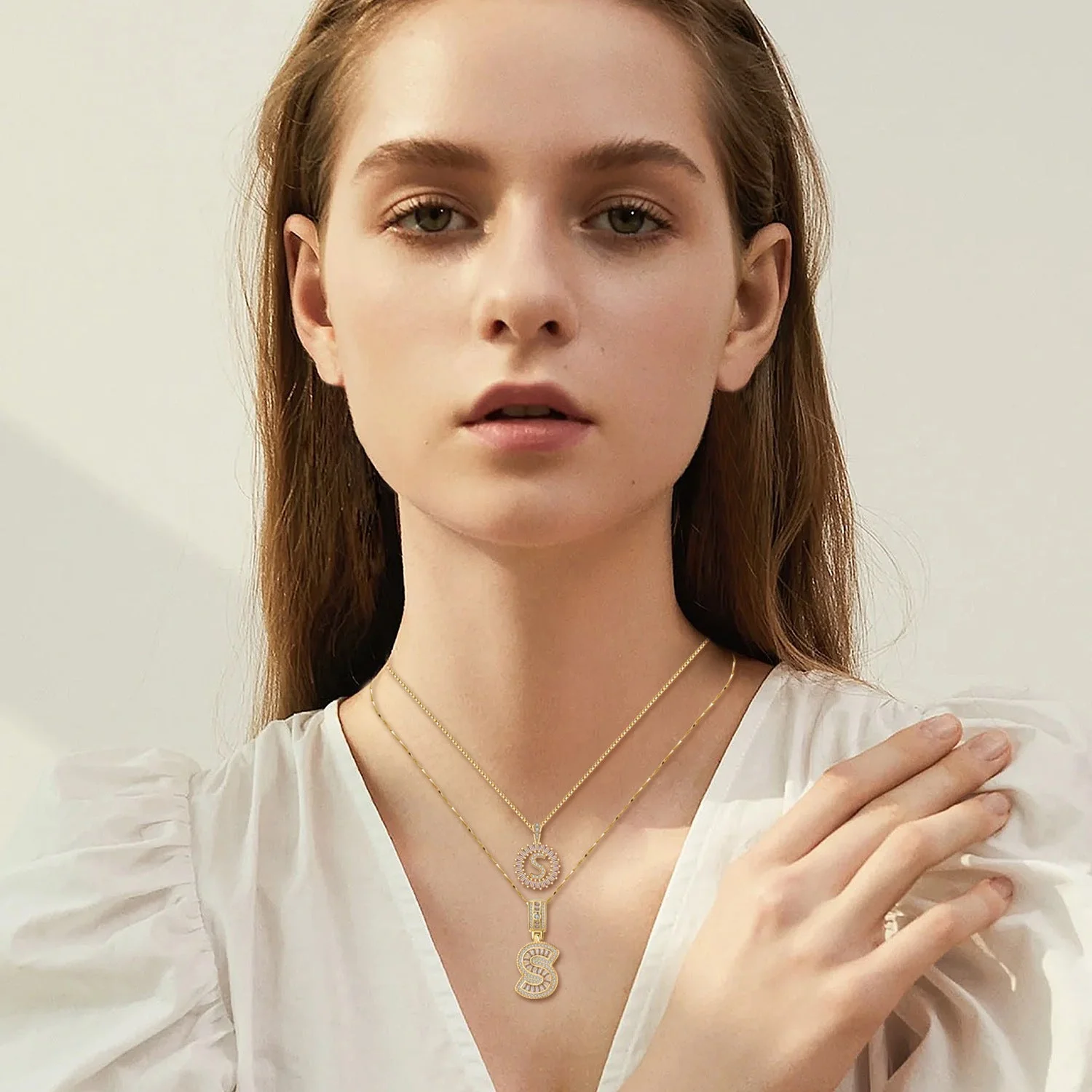 Moissanite letter initial necklace set | Gold 18k - Image 4